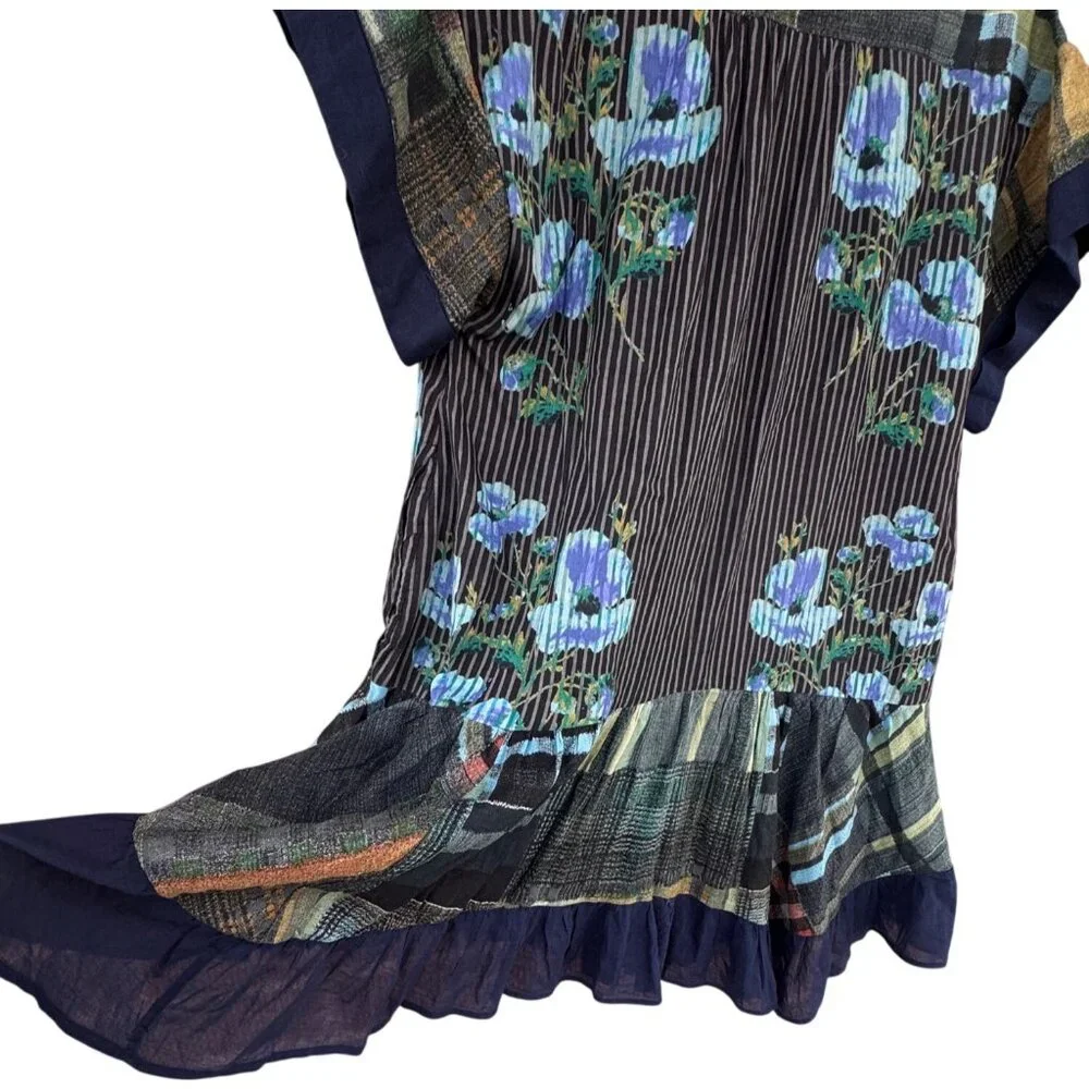 Free People Agnes Short Sleeve Ruffle V Neck Printed Floral Mini Dress .XS - Picture 5 of 10